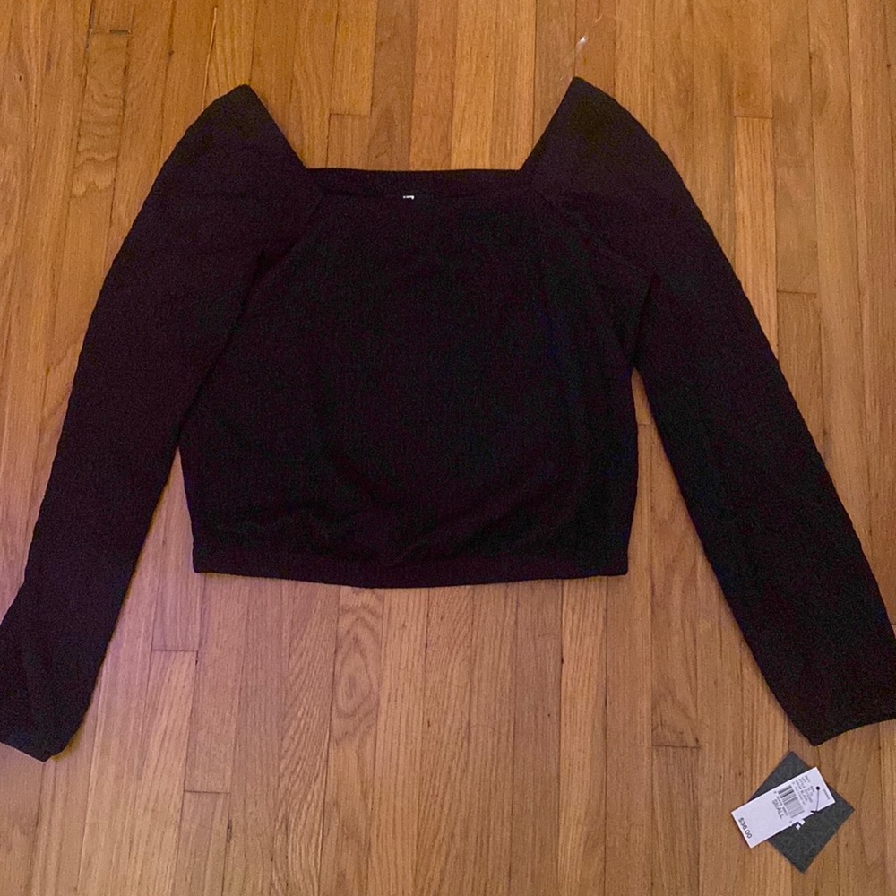 Black off the shoulder cropped top